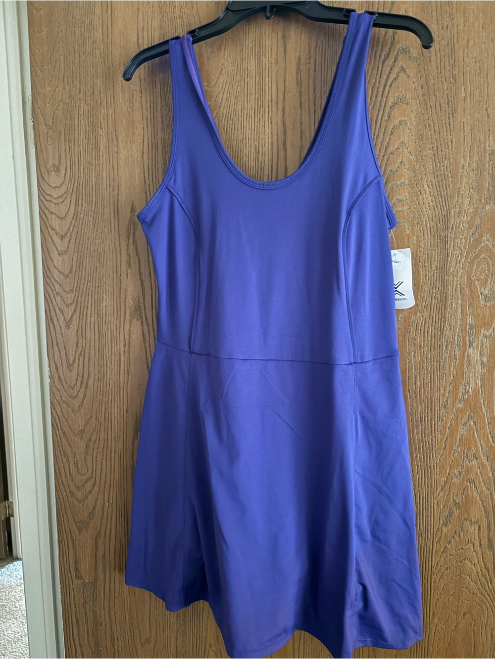 Xersion Purple Scoop-Neck A-Line Dress